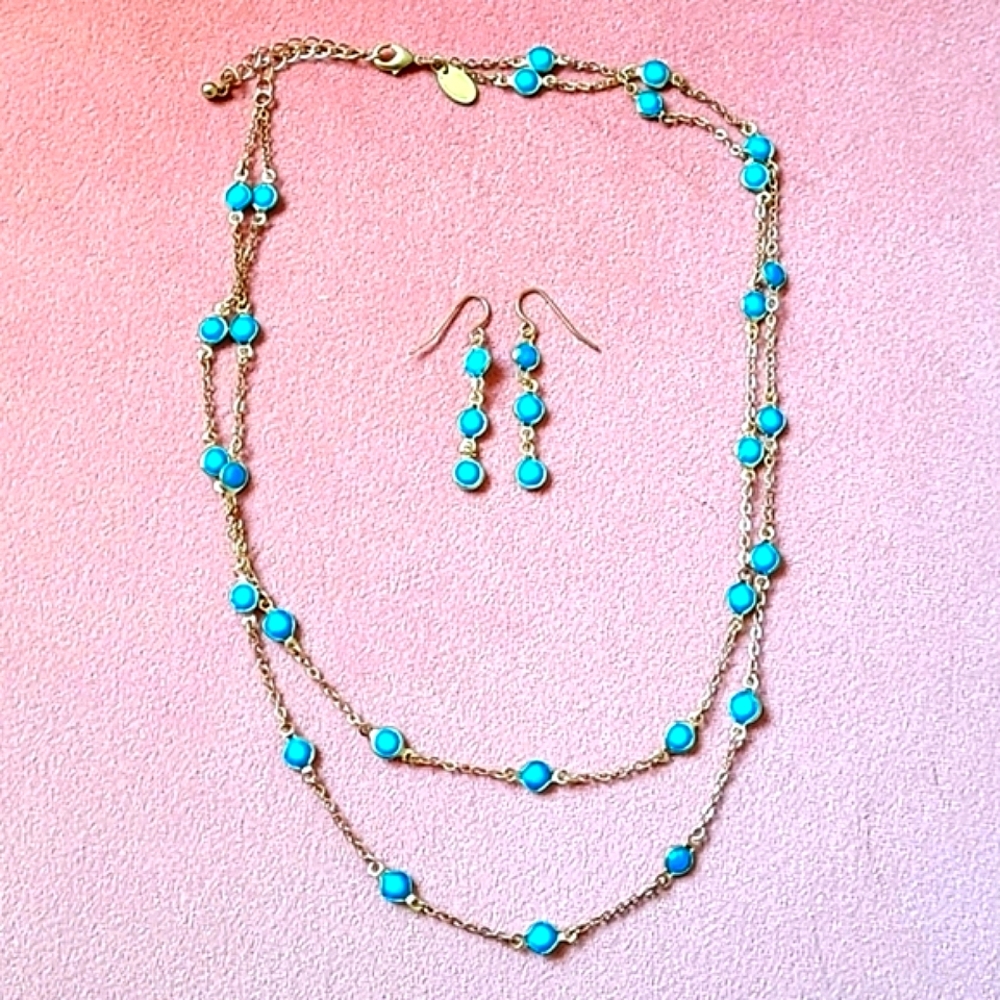 Layered Necklace with Earrings